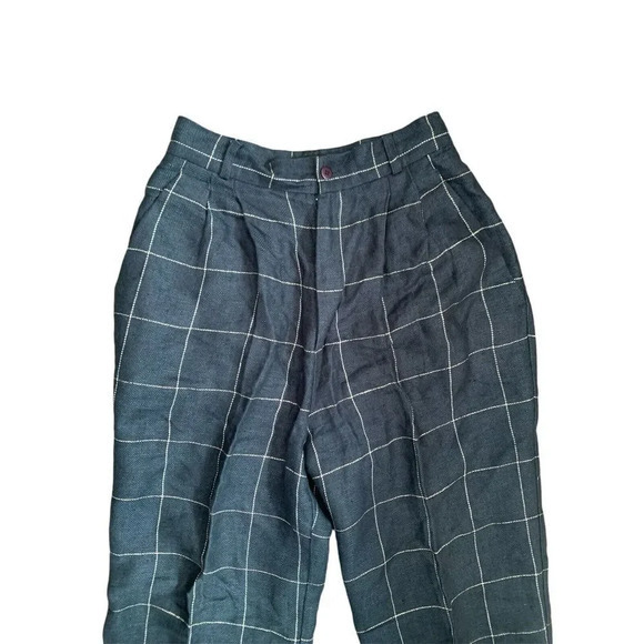 Mikabe Linen Blend Plaid‎ Pants Size 8 - Picture 2 of 6